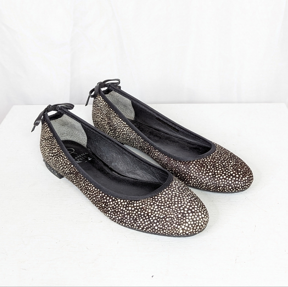 Adrianna Papell Spotted Calf Hair Leather Rounded Ballet Flats - Size 7